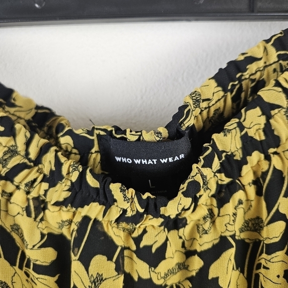 Who What Wear Floral Black Yellow Tiered Maxi Skirt Size L Lined elastic waist - Picture 3 of 5